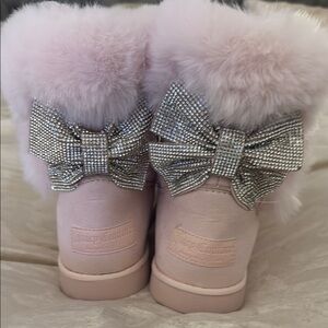 Juicy Couture Pink Fur Boots with Silver Bows